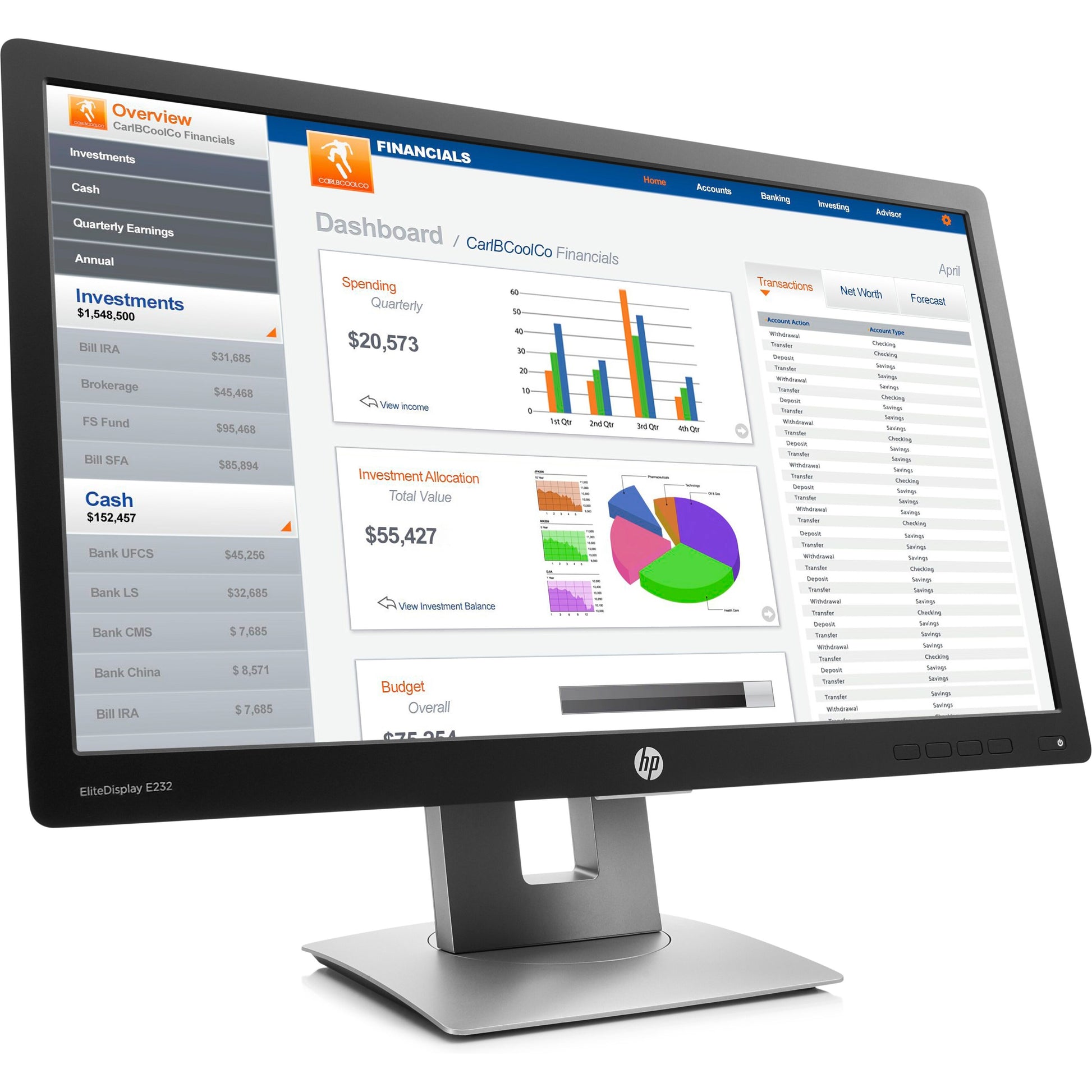 HP EliteDisplay E232 monitor 23 dettaglio