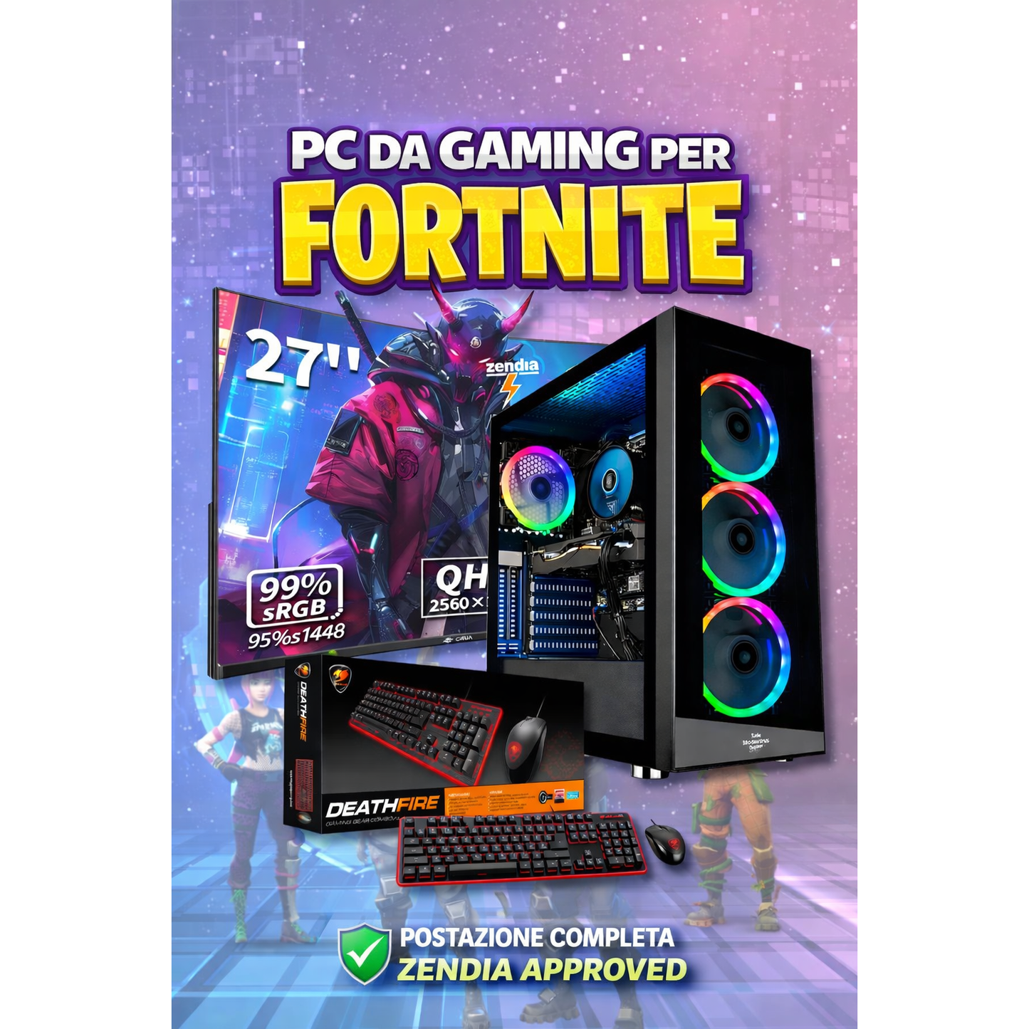 PC GAMING per Fortnite | Postazione Completa con Monitor 27″