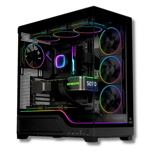 Computer desktop da gaming Zendia Jupiter, configurazione con RTX 5070, dissipatore a liquido e sistema operativo Windows 11 Pro.