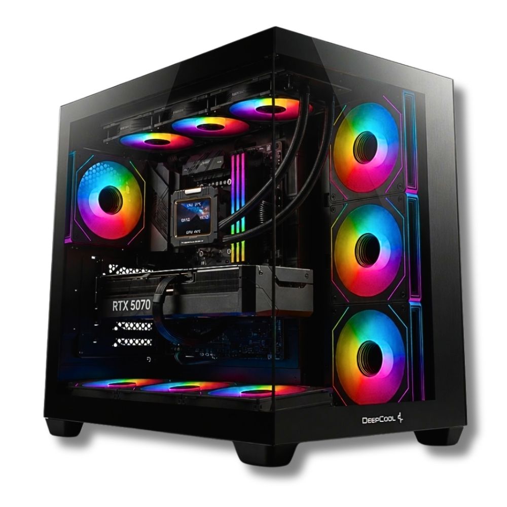 PC Gaming ZENDIA Sombrero con scheda video NVIDIA RTX 5070, processore AMD Ryzen 7 9800X3D e illuminazione RGB.